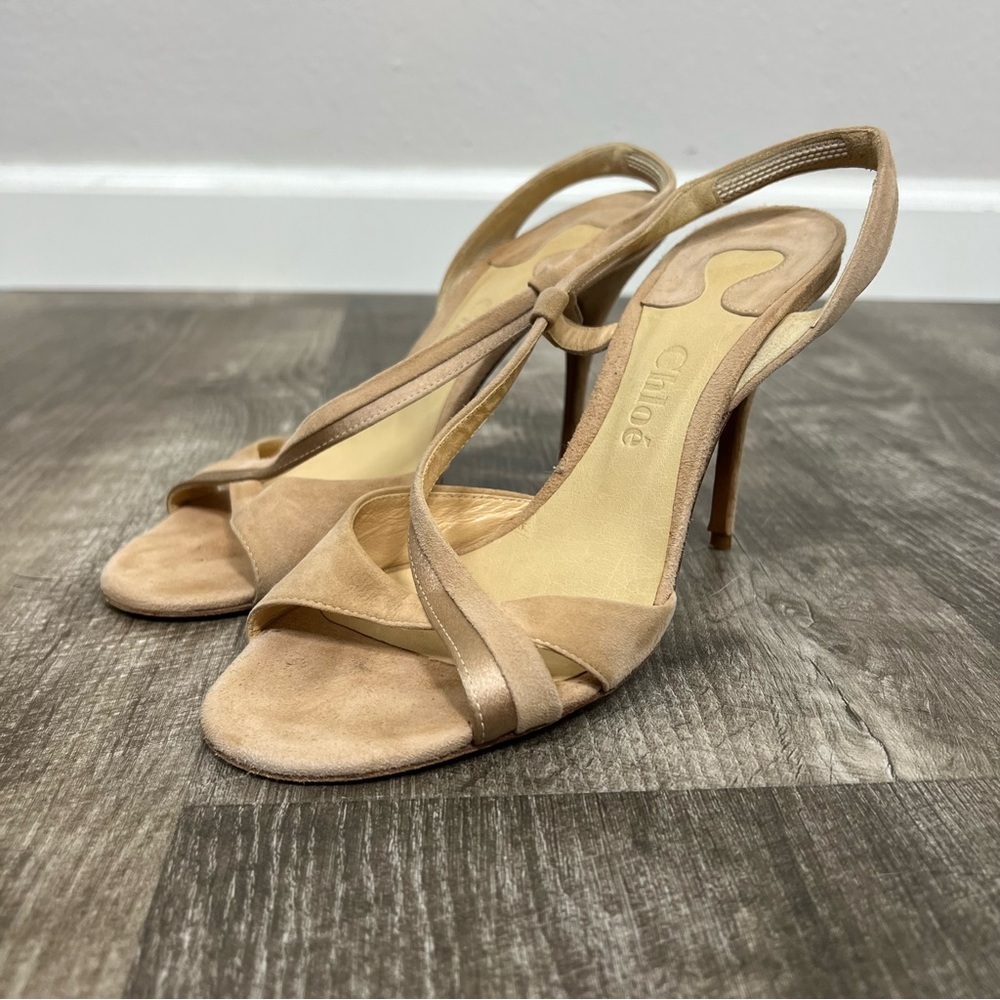 Chloe Tan Minimal Strap Heeled Sandals